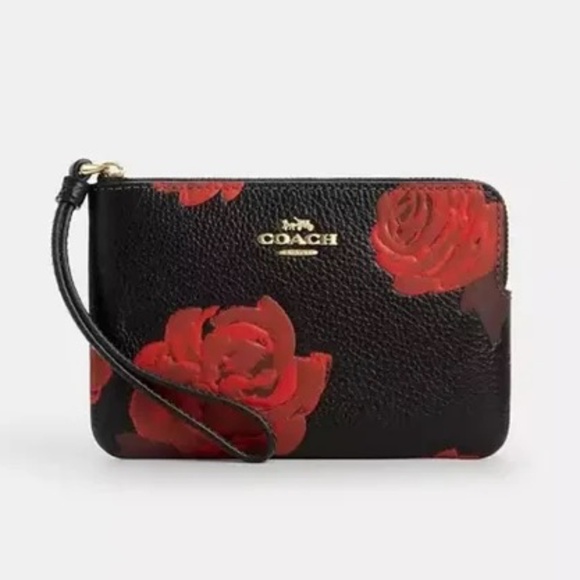 Coach Corner Zip Wristlet With Floral Print - Picture 2 of 4